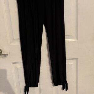 Black Polyester Pants w/Ankle Ties
